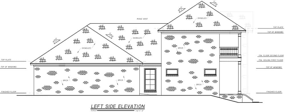 Home Plan Left Elevation of this 4-Bedroom,2402 Sq Ft Plan -140-1102