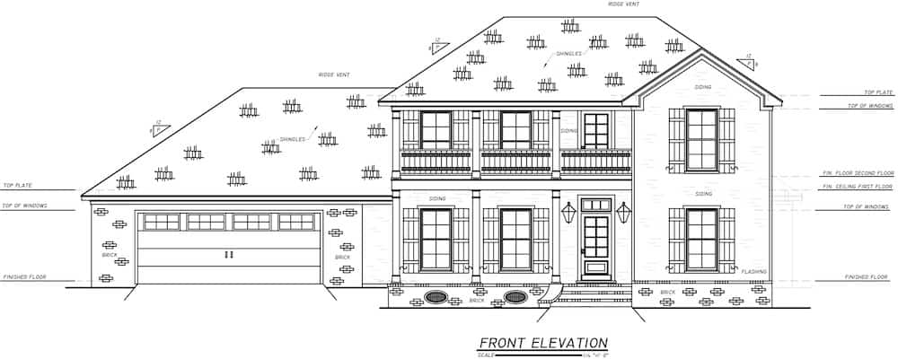 Home Plan Front Elevation of this 4-Bedroom,2402 Sq Ft Plan -140-1102