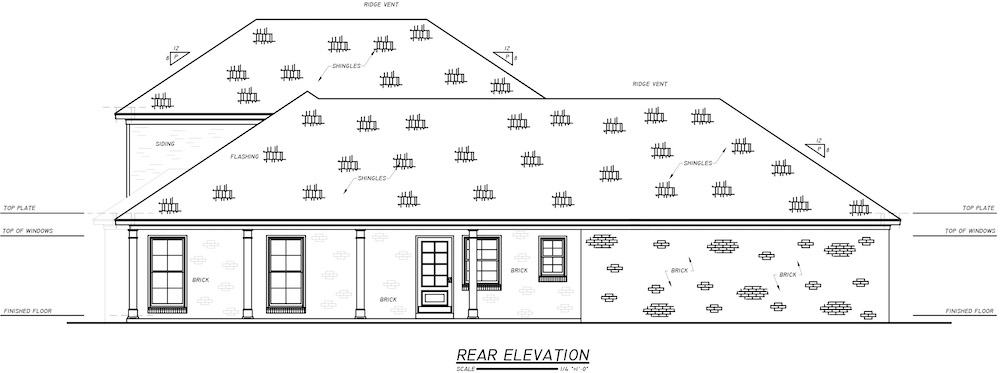 Home Plan Rear Elevation of this 4-Bedroom,2402 Sq Ft Plan -140-1102