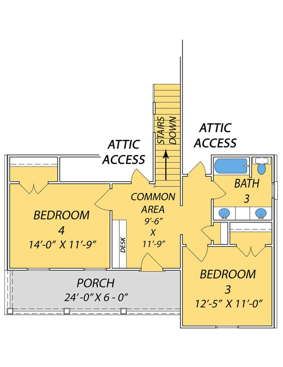 Floor Plan Upper Level of Farmhouse Plan #140-1102