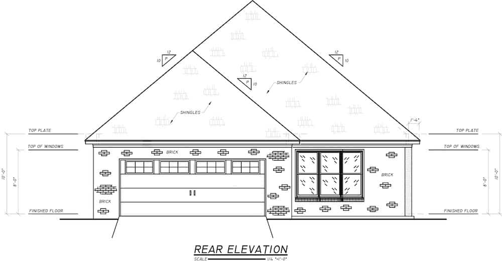 Home Plan Rear Elevation of this 4-Bedroom,2604 Sq Ft Plan -140-1103