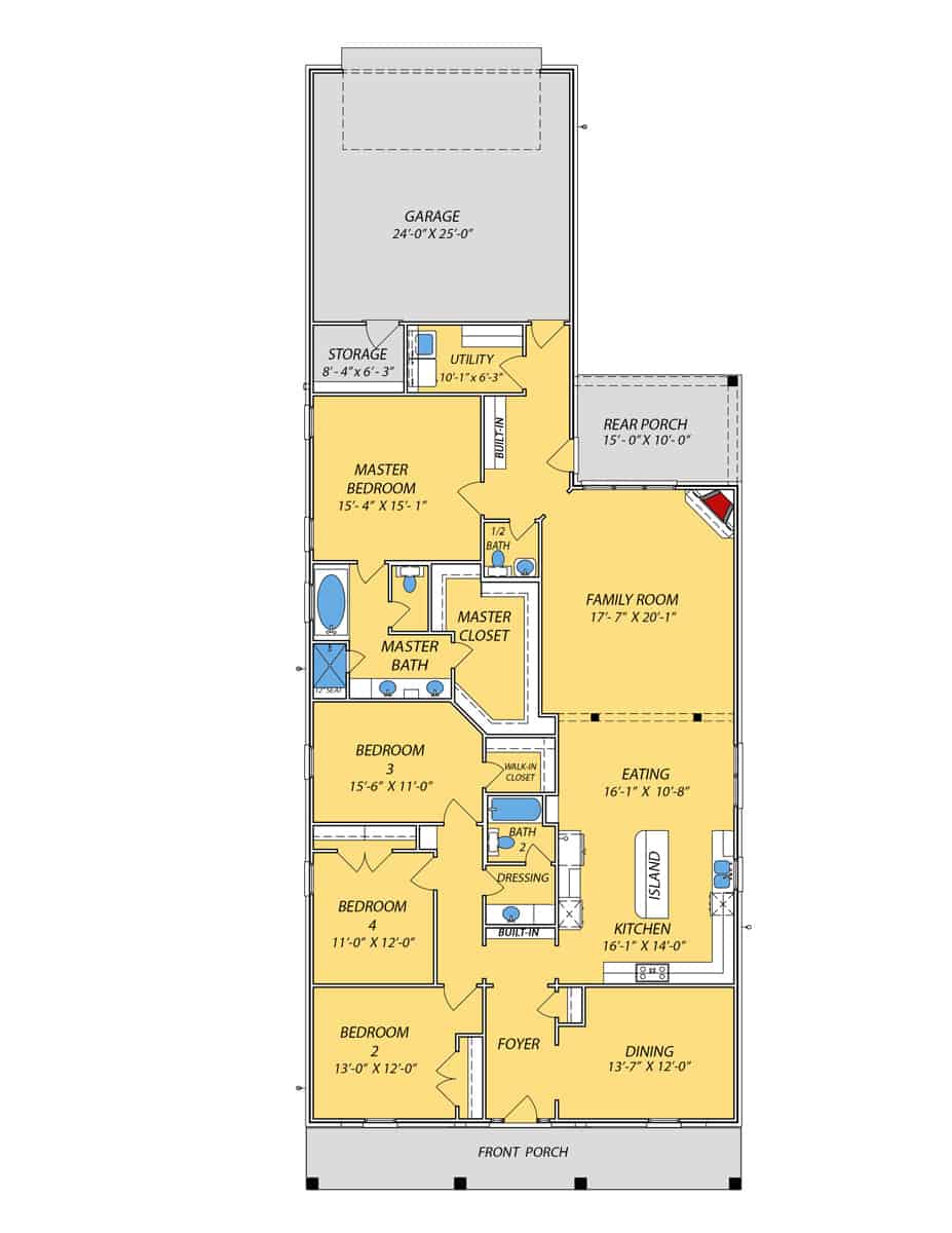 Floor Plan Main Level of French Plan #140-1105