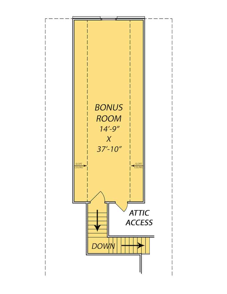Floor Plan Bonus Room of French Plan #140-1108