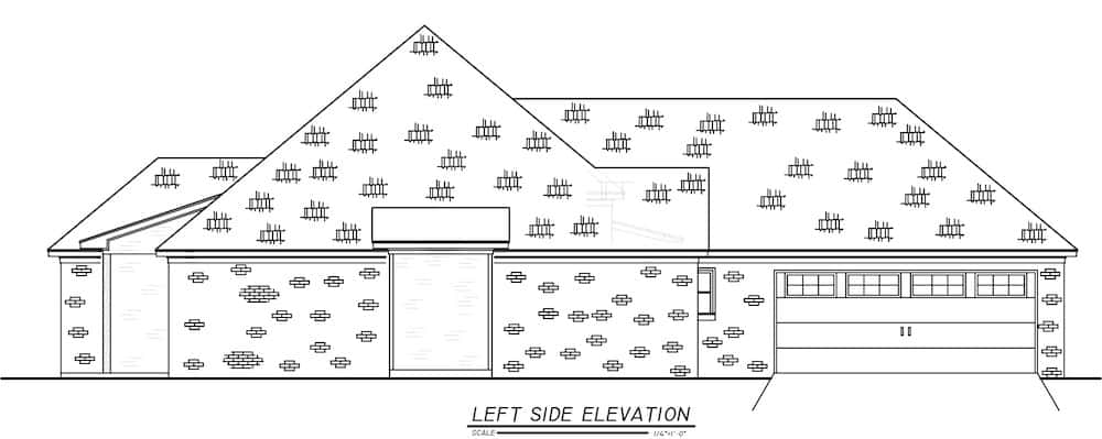Home Plan Left Elevation of this 3-Bedroom,1824 Sq Ft Plan -140-1110
