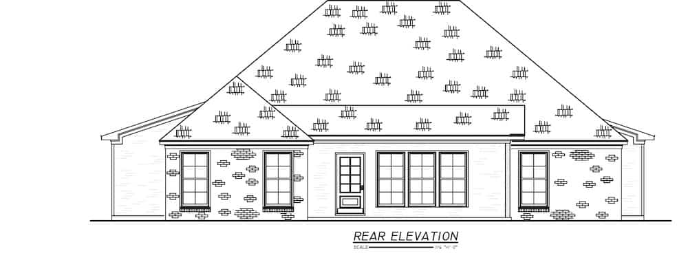 Home Plan Rear Elevation of this 3-Bedroom,1824 Sq Ft Plan -140-1110