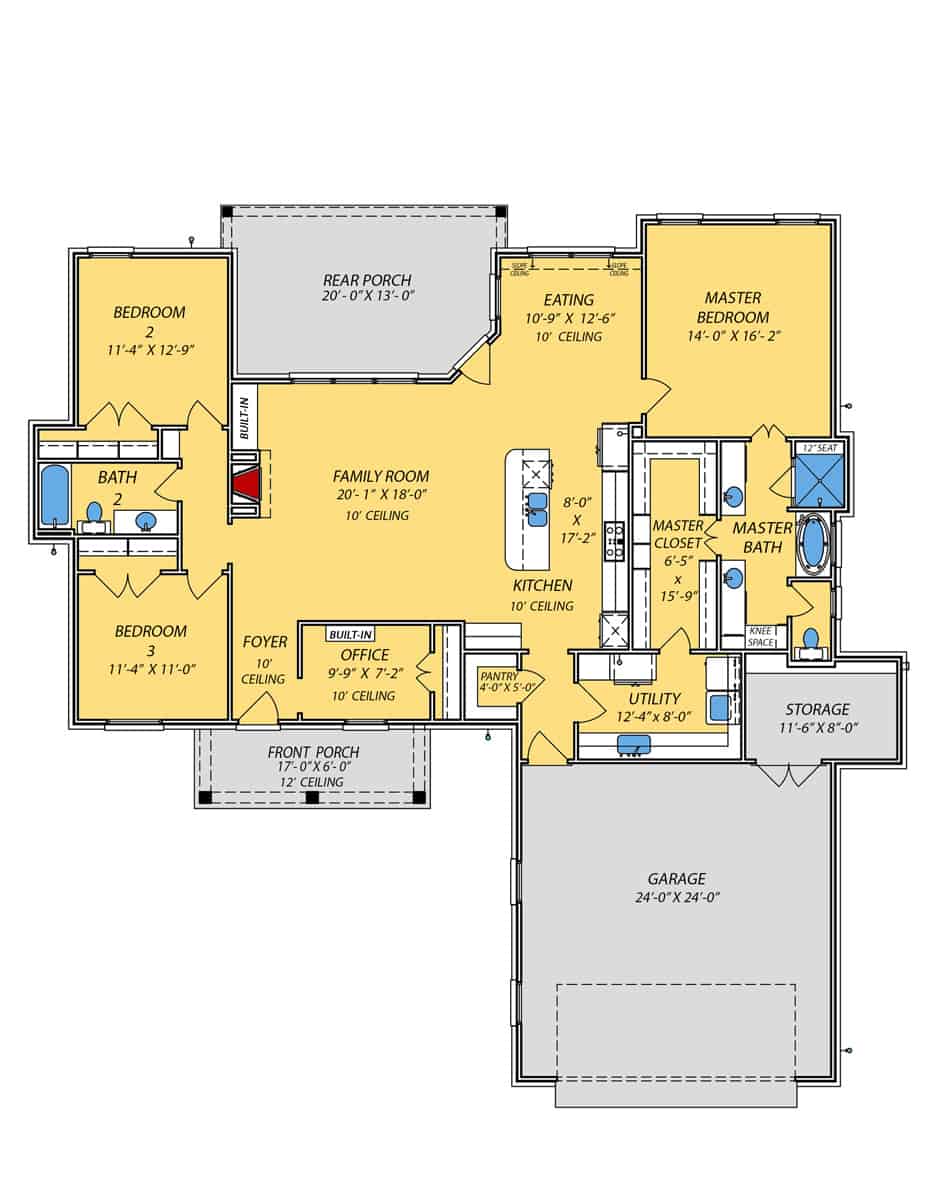Floor Plan Main Level of Contemporary Plan #140-1111