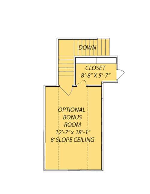 Floor Plan Bonus Room of French Plan #140-1114