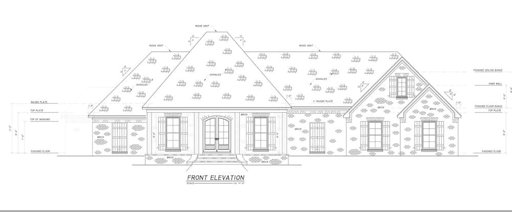 Home Plan Front Elevation of this 4-Bedroom,2694 Sq Ft Plan -140-1114