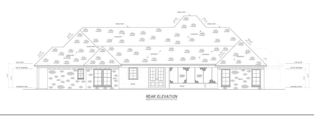 Home Plan Rear Elevation of this 4-Bedroom,2694 Sq Ft Plan -140-1114