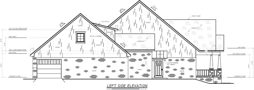 Home Plan Left Elevation of this 3-Bedroom,2395 Sq Ft Plan -140-1115