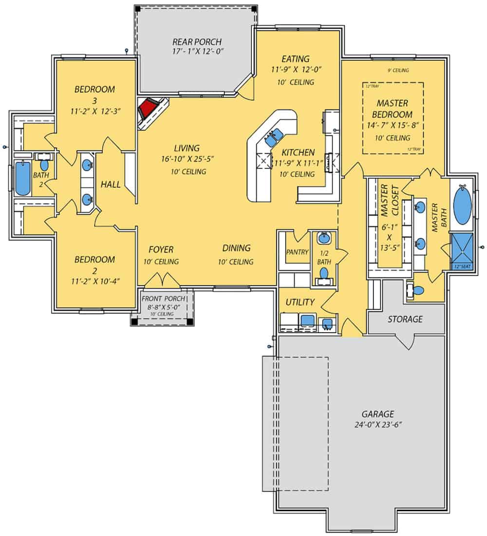 Main Level of French Plan #140-1116