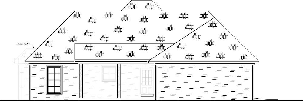 Home Plan Rear Elevation of this 3-Bedroom,1422 Sq Ft Plan -140-1117