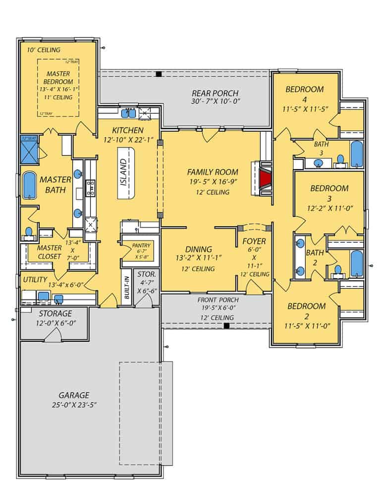 Main Level of Acadian Plan #140-1119