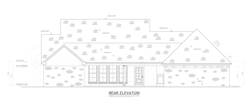 Home Plan Rear Elevation of this 4-Bedroom,2292 Sq Ft Plan -140-1120