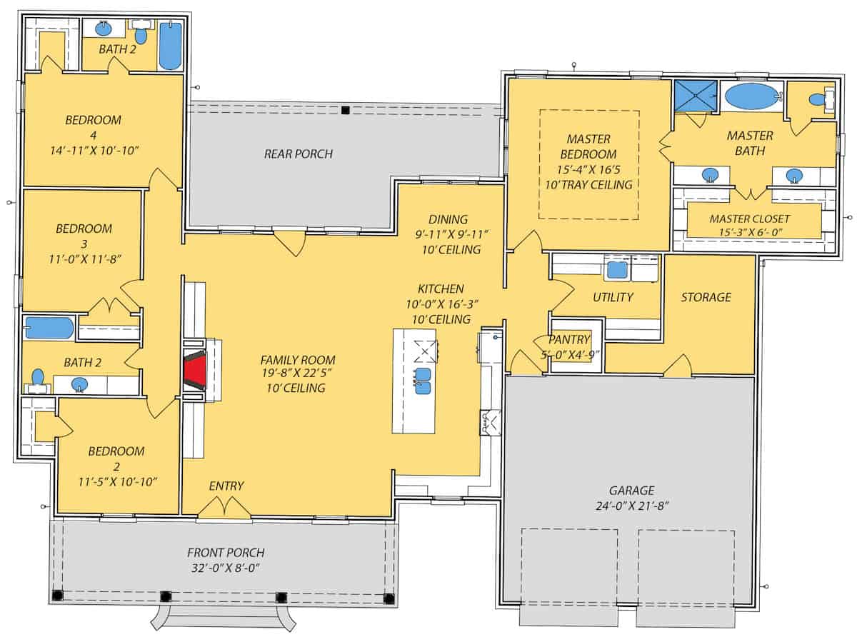 Main Level of French Plan #140-1120