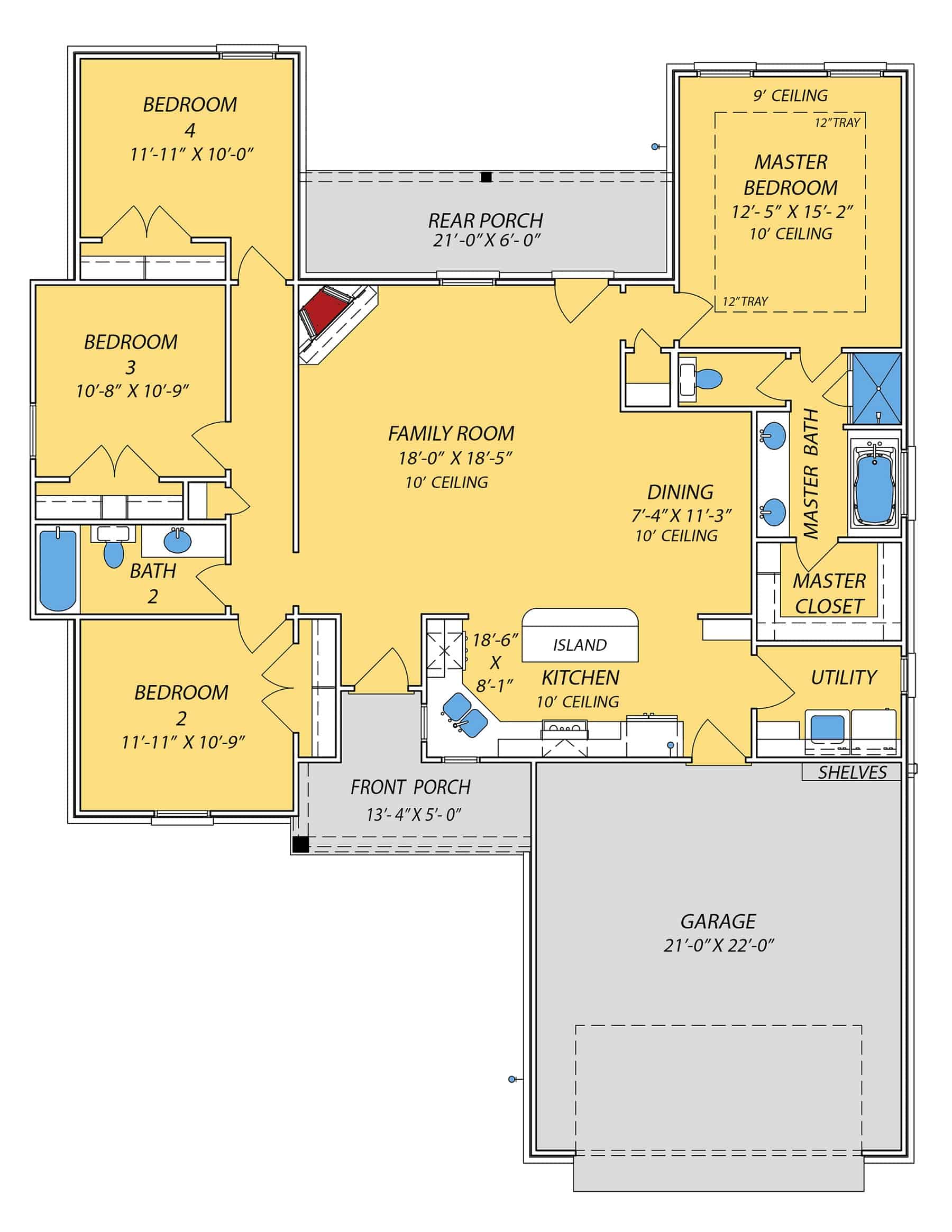 Main Level of French Plan #140-1122