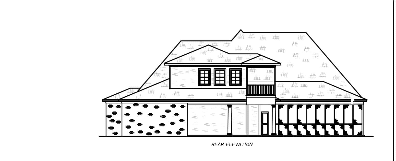 Home Plan Rear Elevation of this 3-Bedroom,3329 Sq Ft Plan -140-1124