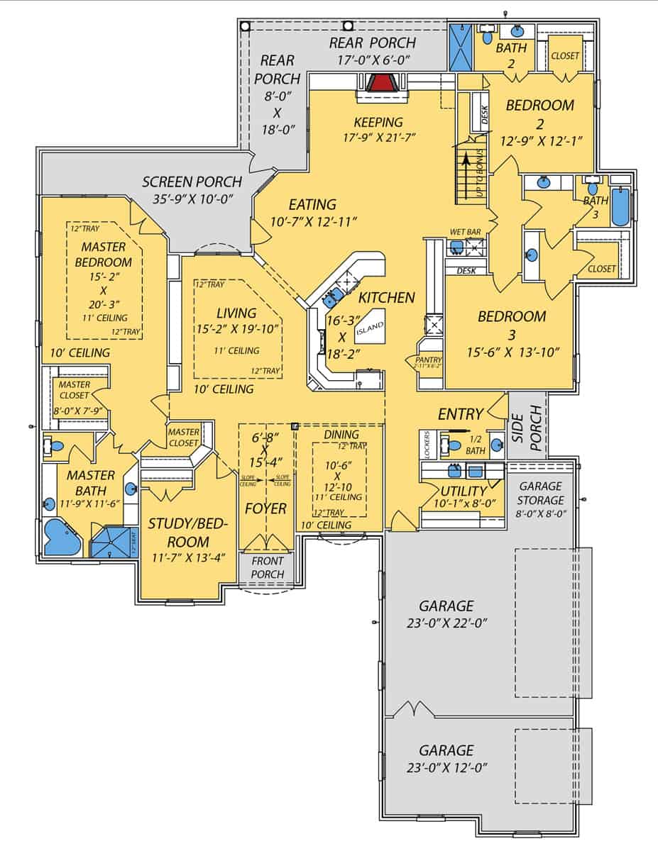 Main Level of European Plan #140-1124