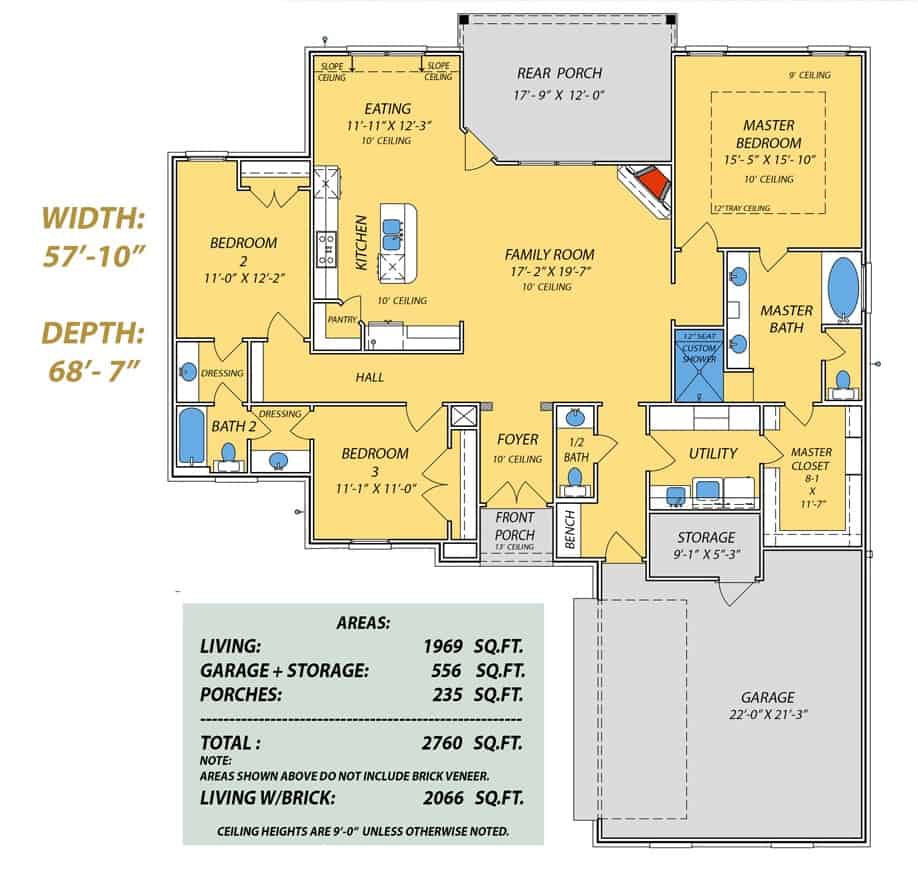 Main Level of Acadian Plan #140-1127