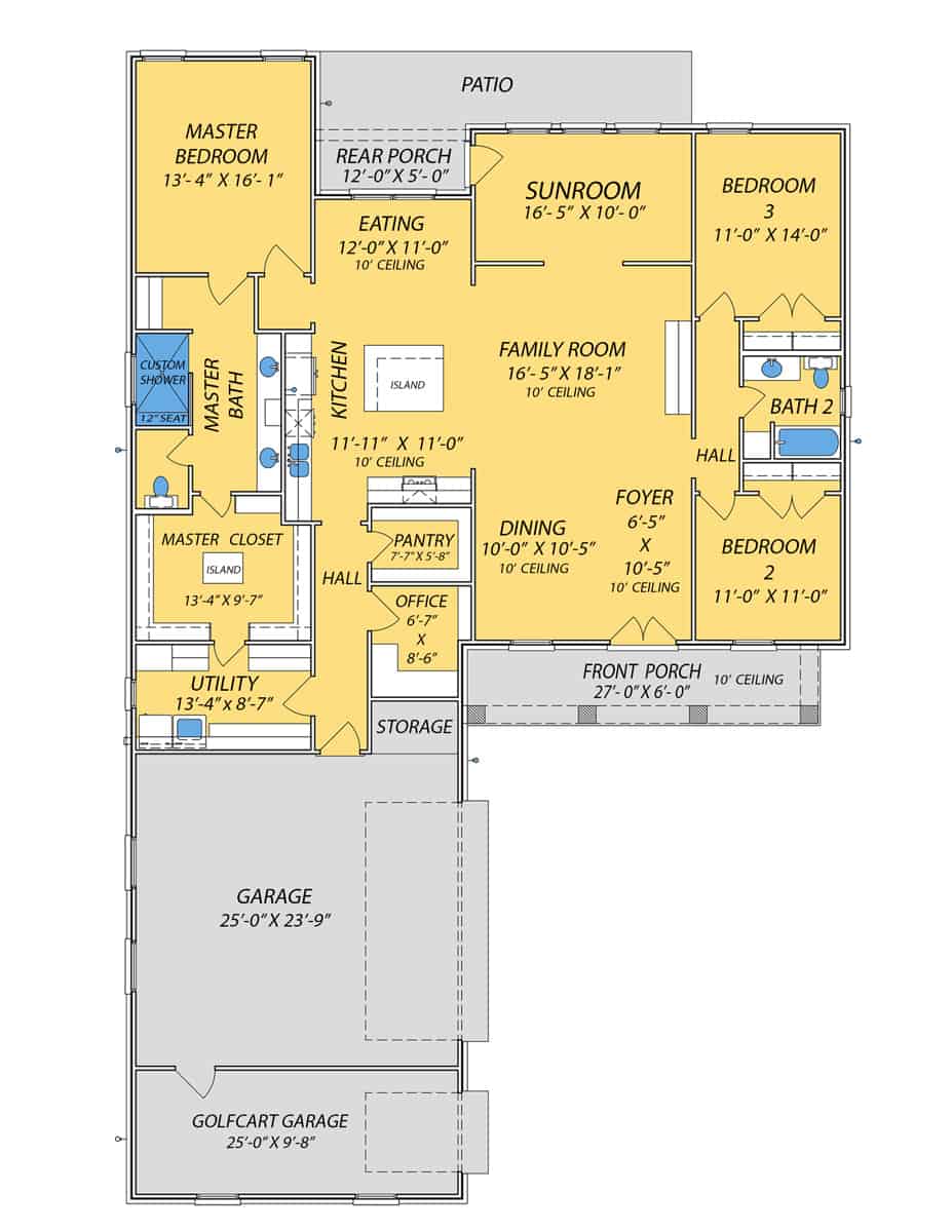 Main Level of Acadian Plan #140-1128