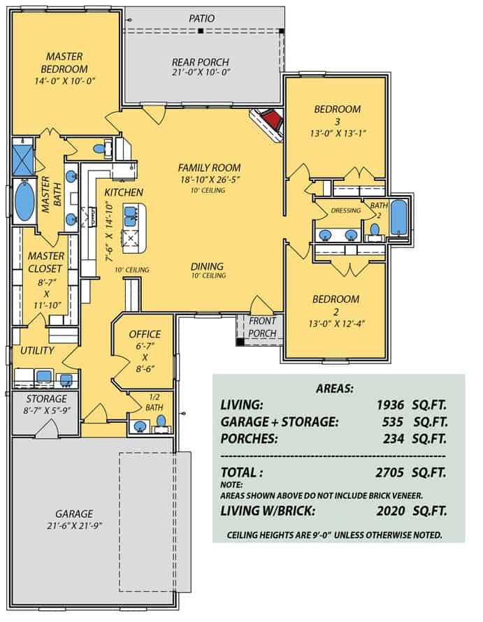 Main Level of Acadian Plan #140-1129