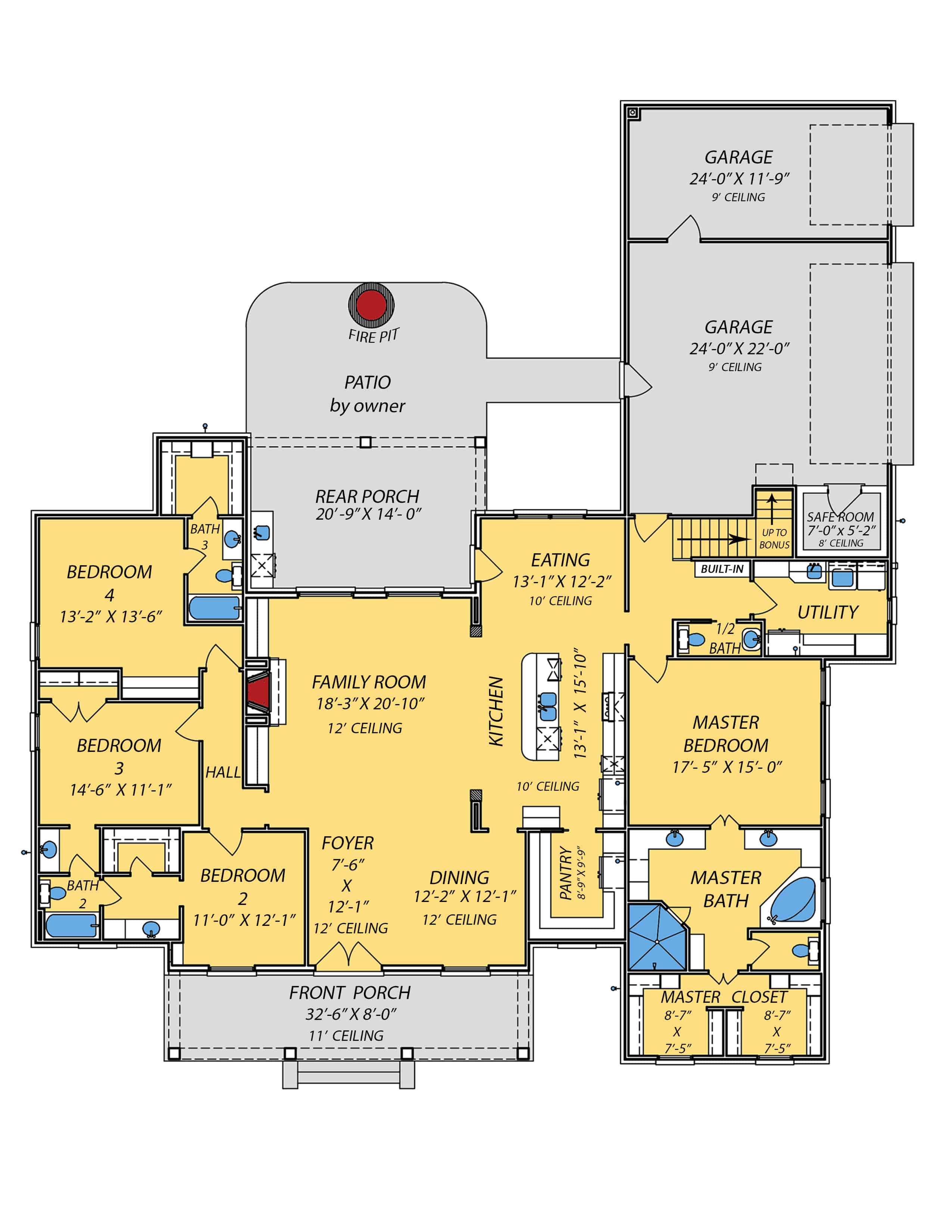 Main Level of Traditional Plan #140-1130