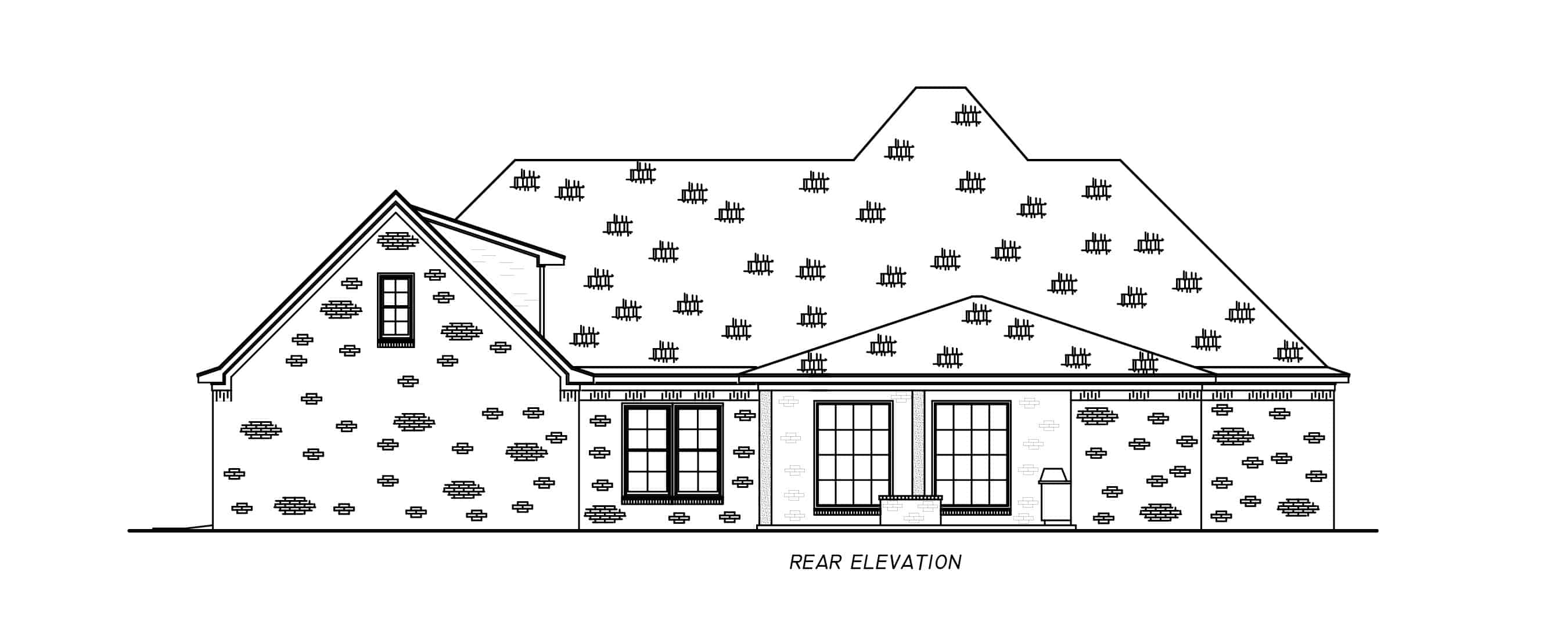 Home Plan Rear Elevation of this 4-Bedroom,2960 Sq Ft Plan -140-1130