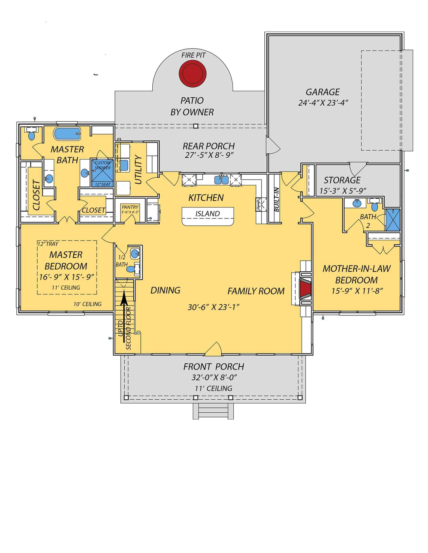 Main Level of Traditional Plan #140-1131