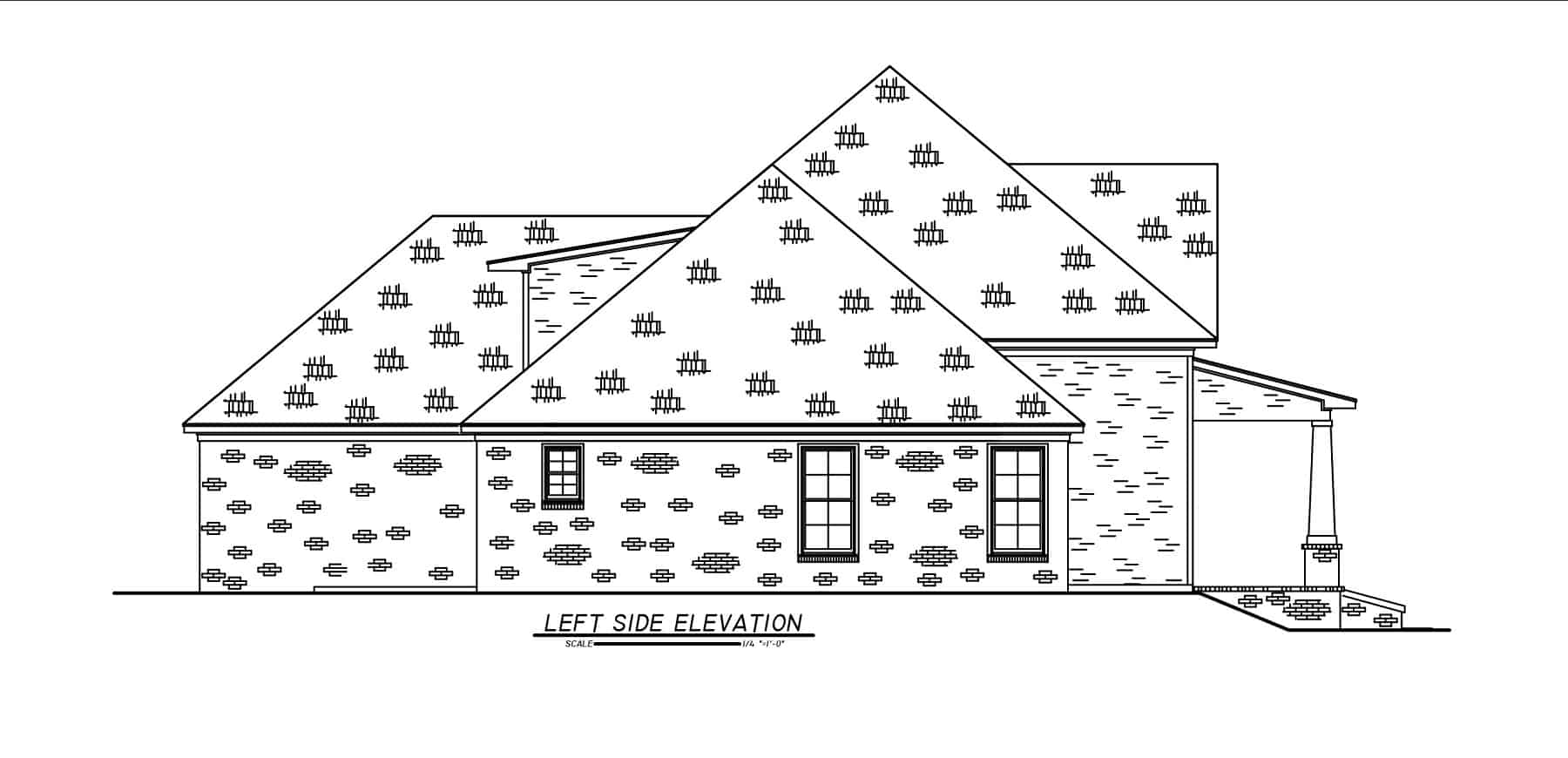 Home Plan Left Elevation of this 4-Bedroom,2942 Sq Ft Plan -140-1131