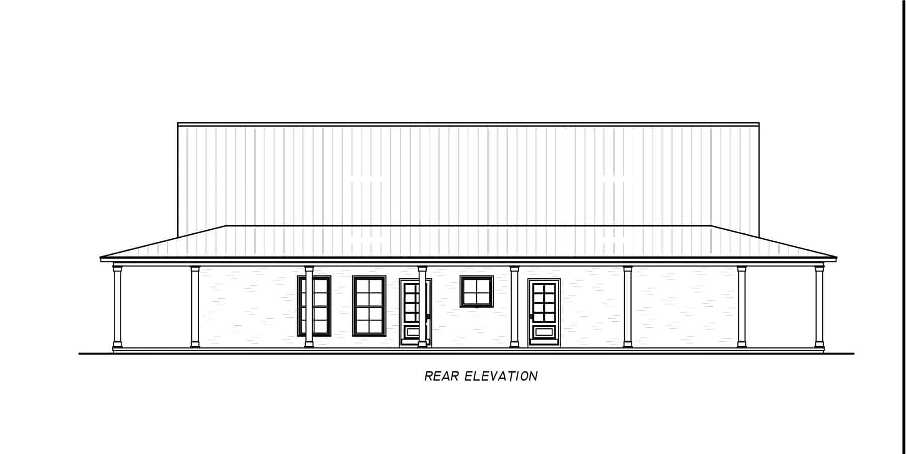 Home Plan Rear Elevation of this 3-Bedroom,1854 Sq Ft Plan -140-1132