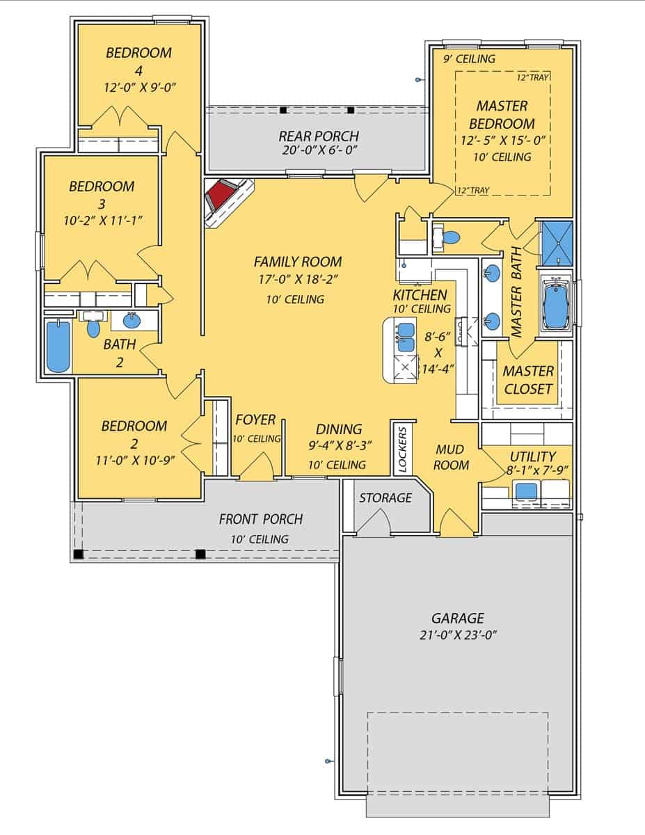 Main Level of Traditional Plan #140-1133