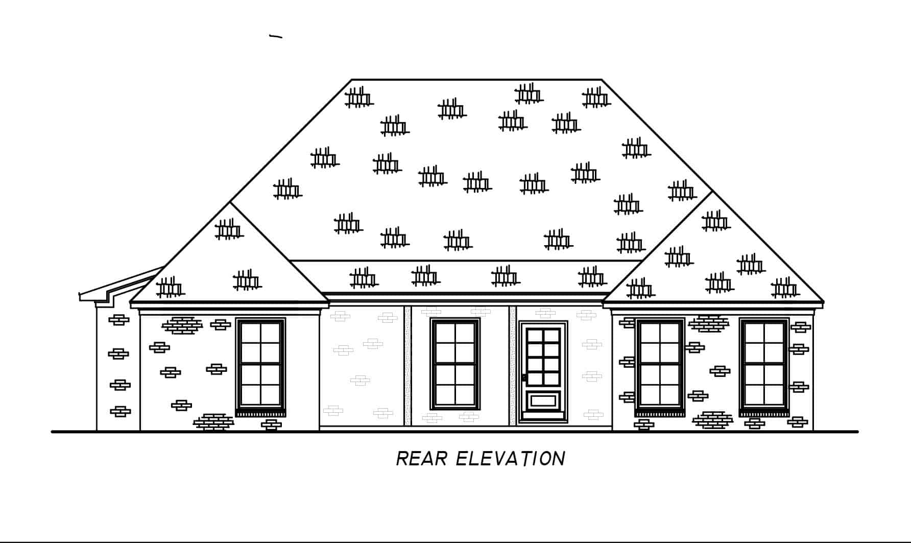 Home Plan Rear Elevation of this 4-Bedroom,1640 Sq Ft Plan -140-1133