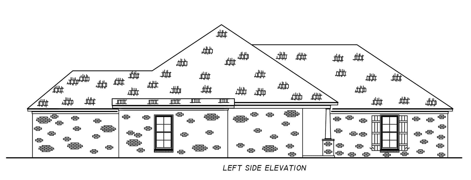 Home Plan Left Elevation of this 4-Bedroom,1640 Sq Ft Plan -140-1133