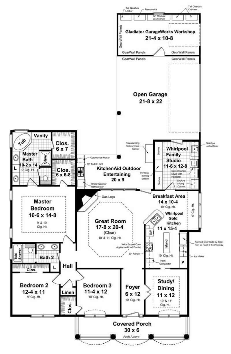 Floor Plan First Story of Country Plan #141-1002