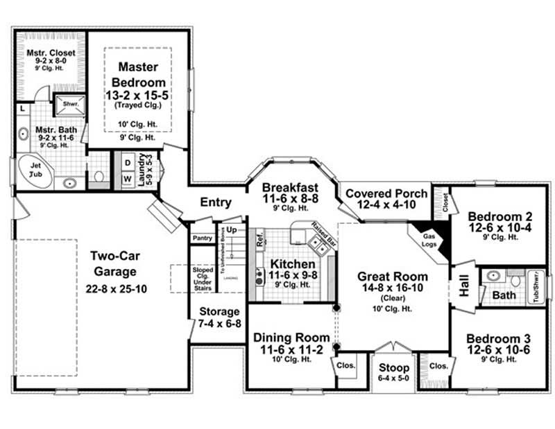 Floor Plan First Story of Country Plan #141-1006