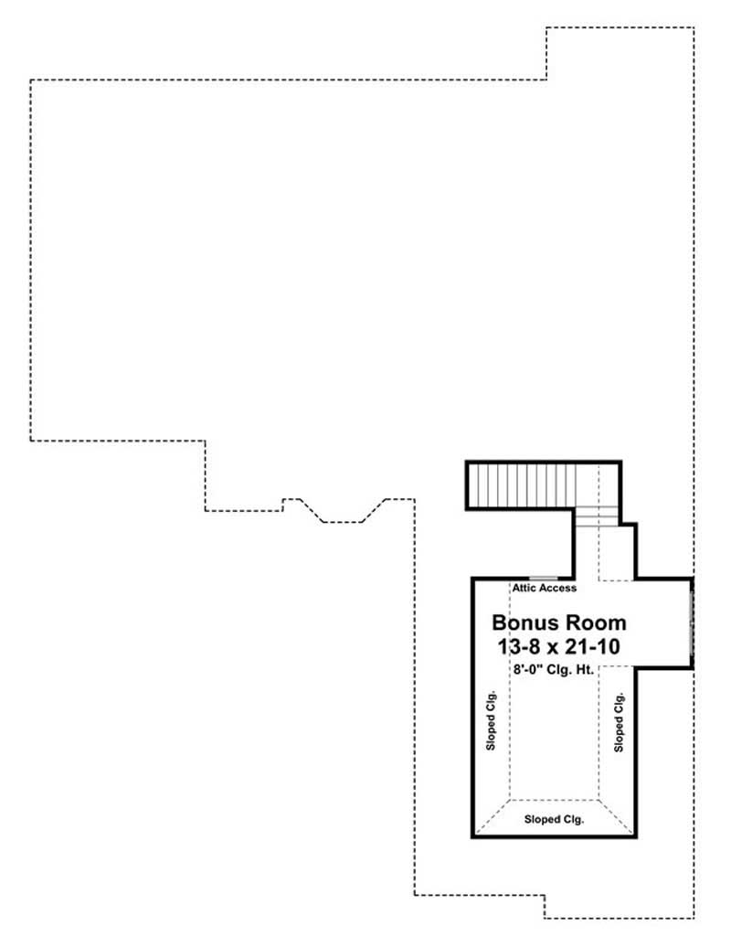 Floor Plan Bonus Room of Acadian Plan #141-1009