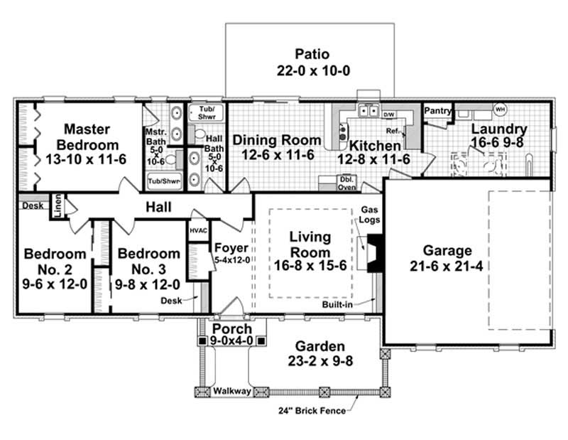 Floor Plan First Story of European Plan #141-1010