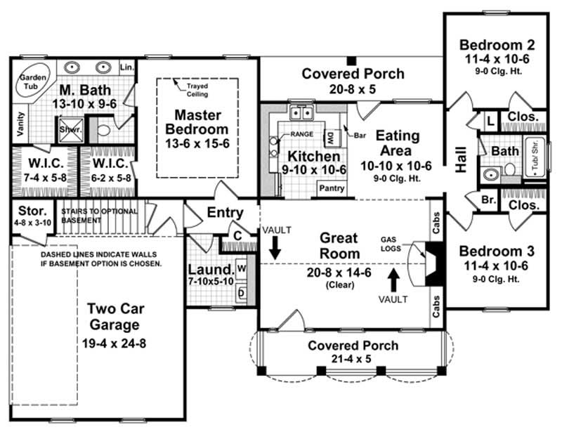 Floor Plan First Story of Country Plan #141-1012