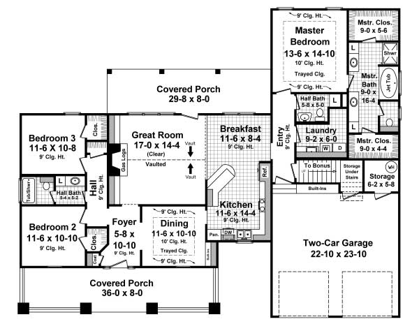 Floor Plan First Story of Country Plan #141-1014