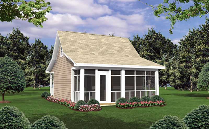 Home Plan Rear Elevation of this 1-Bedroom,400 Sq Ft Plan -141-1015