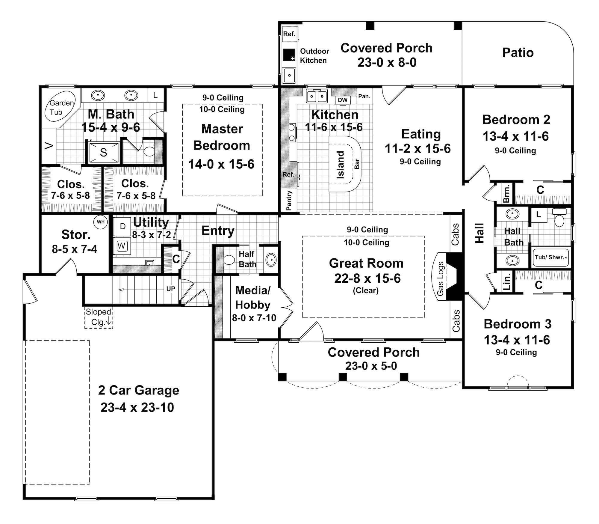 Floor Plan First Story of Country Plan #141-1023