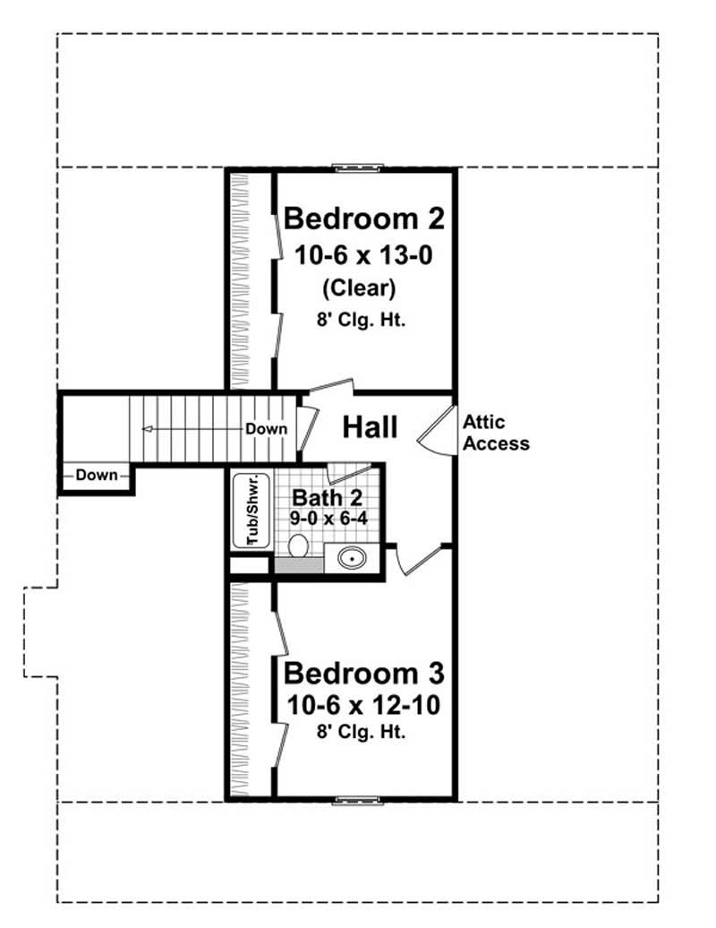 Floor Plan Second Story of Country Plan #141-1027