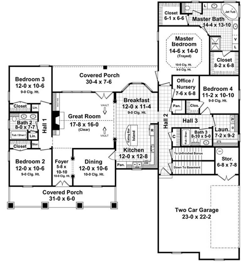 Floor Plan First Story of Cape Cod Plan #141-1028