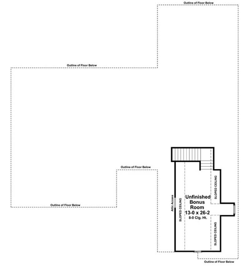 Floor Plan Bonus Room of Cape Cod Plan #141-1028