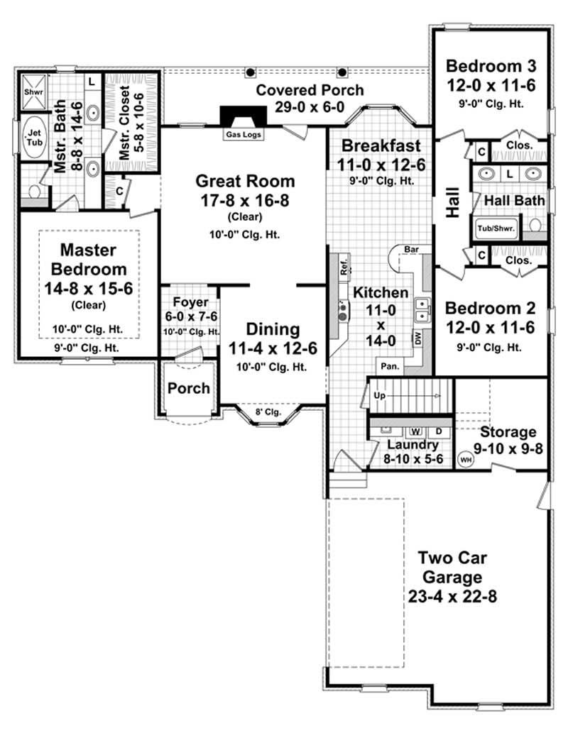Floor Plan First Story of Country Plan #141-1029