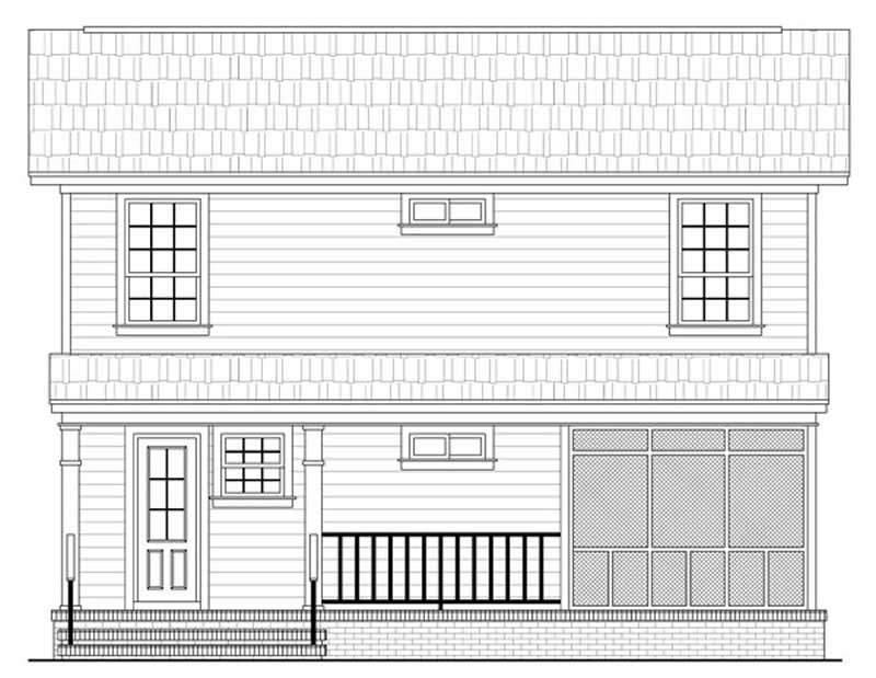 Home Plan Rear Elevation of this 3-Bedroom,1200 Sq Ft Plan -141-1031