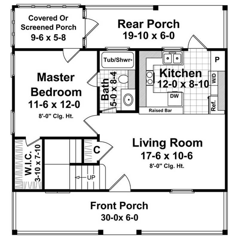 Floor Plan Main Level of Country Plan #141-1031