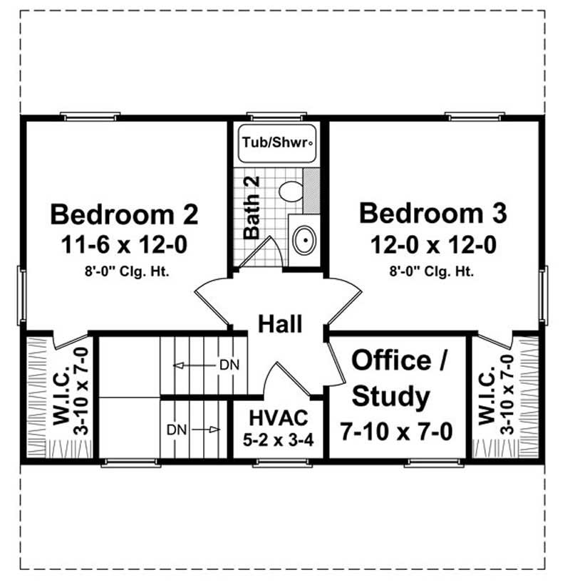 Floor Plan Upper Level of Country Plan #141-1031