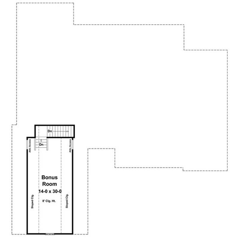Floor Plan Bonus Room of Country Plan #141-1033