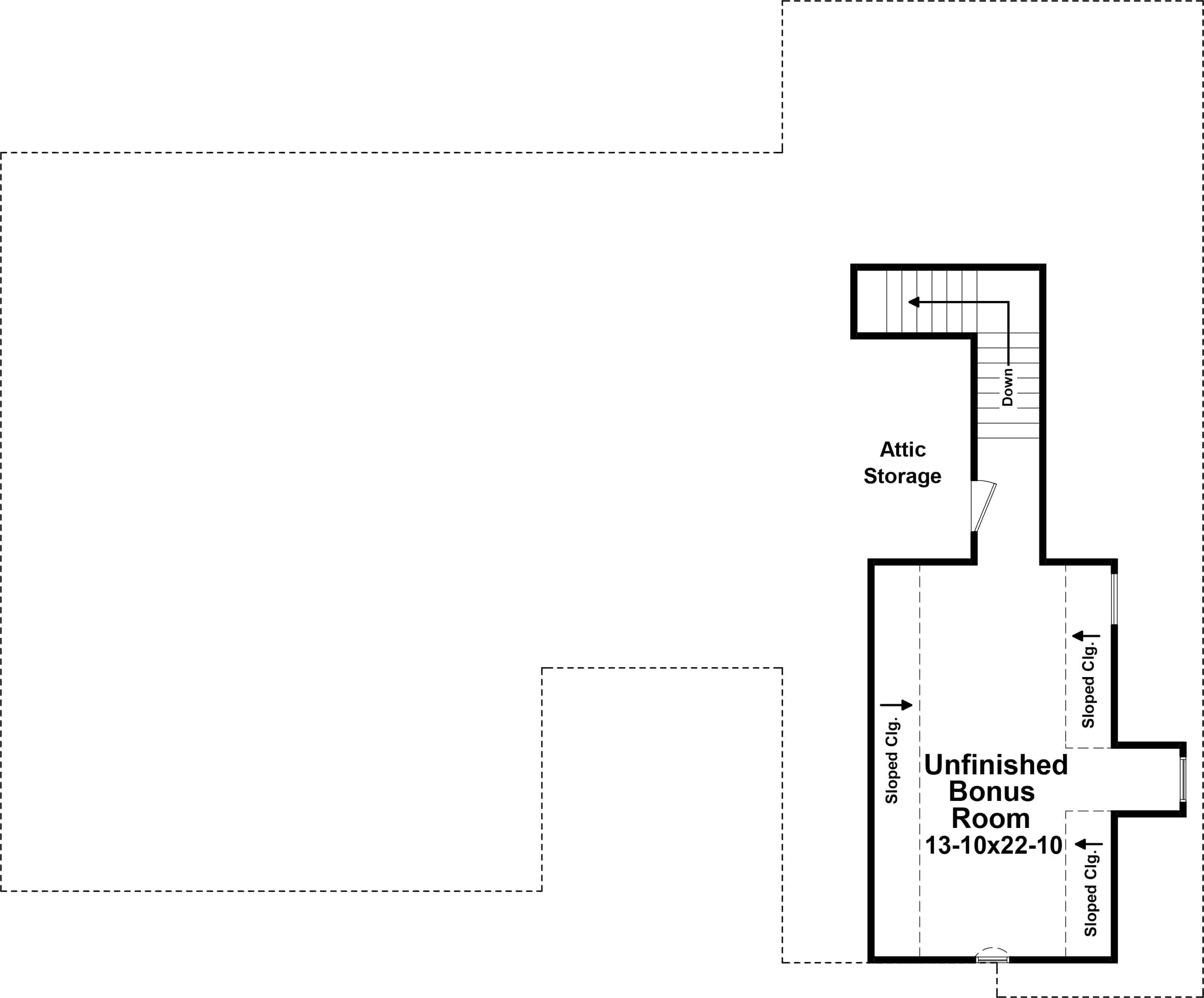 Floor Plan Bonus Room of Country Plan #141-1036